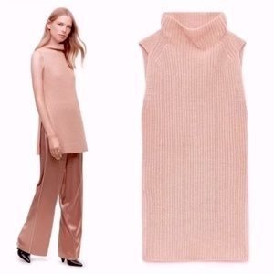 Wilfred Sleeveless Turtleneck Knit Tunic in Blush Pink